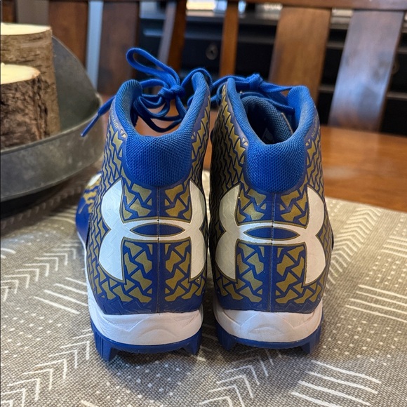 Under Armour Blue and Gold Baseball Cleats - Picture 3 of 4
